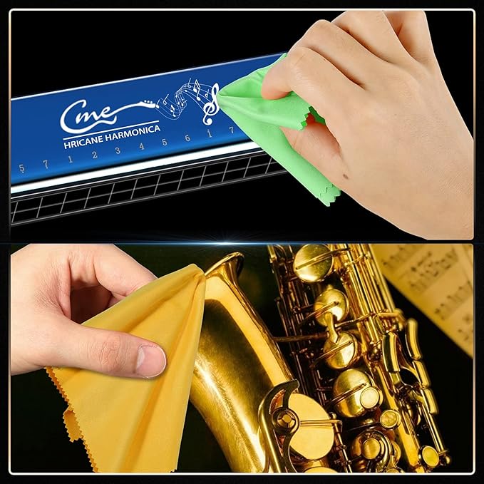 Hricane Guitar Cloths Ultrafine fiber suede (8-Pack 12"x12") Plush Polishing Cloths for Musical Instruments Premium Polishing & Cleaning Cloths for Guitar Violin Piano Clarinet Trumpet Sax Universal