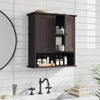 Bathroom Wall Cabinet, Over The Toilet Storage Cabinet with 2 Doors and Adjustable Shelf, Wooden Medicine Cabinet Wall Mounted, Room Space Saver for Bathroom Kitchen