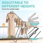 APEXCHASER Clothes Drying Rack, Oversized Drying Rack Clothing with Height-Adjustable, Foldable Gullwings Metal Laundry Rack, Indoor Outdoor Use, No Assembly, Black