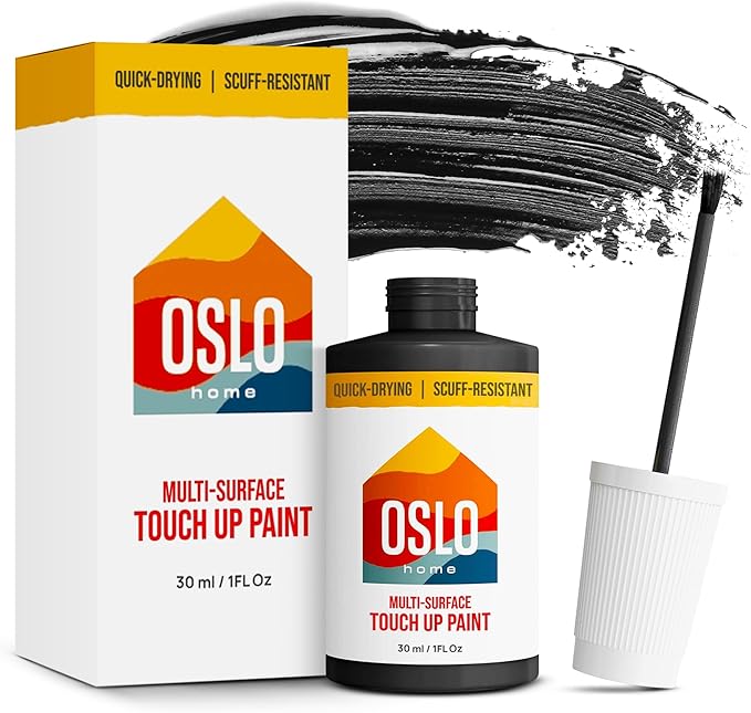 Touch Up Paint, Black, 1oz, Matte, w/brush in bottle, Quick drying, for Home repairs, Kitchen Cabinets, Furniture, Walls