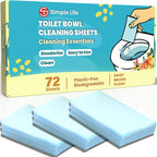Natural Toilet Bowl Cleaner Strips | Eco Friendly and Septic Safe | Removes Stains, Odors, and Grime | Non Toxic Foaming Toilet Cleaning Sheets | 72 Count