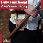 Armory Replicas - Ring Leather Universal O-Ring Medieval Style Axe Holder Belt Frog - Hand Crafted Genuine Leather Costume Weapon Holster Holder