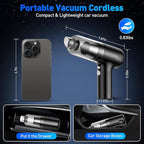 Handheld Car Vacuum Cleaner, 9000Pa Hand Held Vacuum Portable Cordless，2 in 1 Air Duster and Mini Vacuum Cleaner with LED Light, 120W High Power Small Vacuum for Car, Home, Office, Pet（Black）