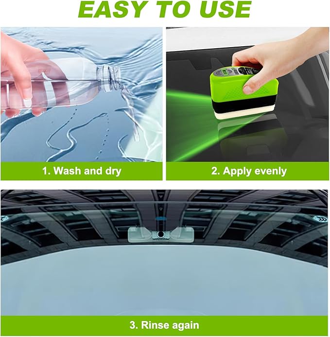 Automotive Oil Film Cleaning Brush, Upgrade 2.0 Car Glass Cleaner Windshield, Car Windshield Cleaner Tool for Perfect Visibility (2 Sets)