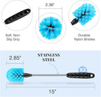 3-in-1 Stainless Steel Bottle Cleaning Brush Set - Long Handle for Narrow Neck, Sport, Baby, Flask, Straw, Tumbler, Cup