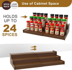 Spice Rack Organizer for Cabinet, 3 Tier Expandable Bamboo Spice Storage, Great for Kitchen Cabinet, Cupboard,Pantry and More(Brown)