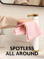Fantasticlean Microfiber Cleaning Cloth Roll -90 Pack, Tear Away Microfiber Towels, 12" x 12", Reusable, Washable, Scratch Free, Ultra Absorbent Dishcloth for All-Around Cleaning Supplies (Pink)