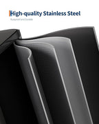 GarveeHome 2 x 8 gal Stainless Steel Double Trash Can with Lid for Kitchen, Large Dual Trash and Recycle Bin Combo, Step-on Kitchen Metal Garbage Cans, PP Inner Buckets, Liner Rim, Matte Black