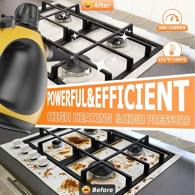 Handheld Steam Cleaner - High Pressure Steam Cleaner for Home, Multi-Functional Cleaning Tools for Kitchen, Bathroom, Couch, Car. Portable Steamer Makes Housework Easier