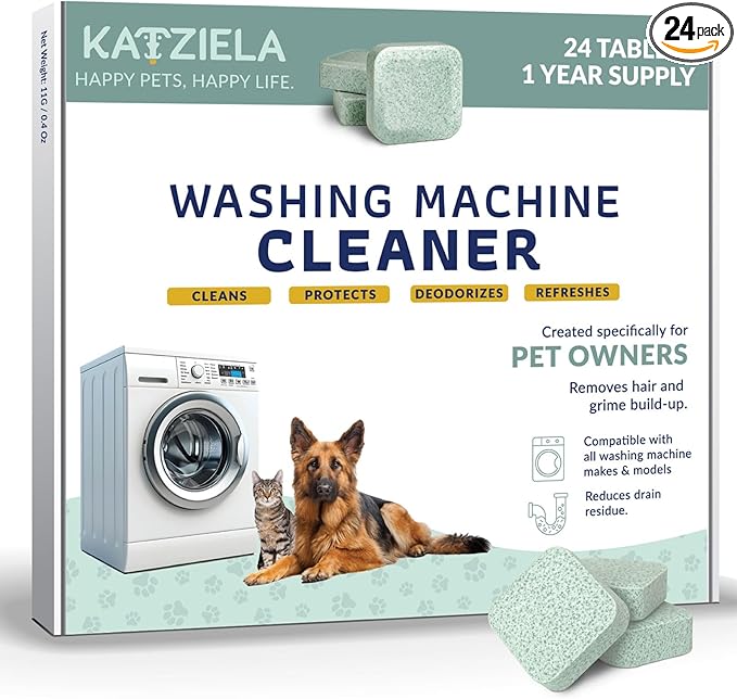 Katziela Washing Machine Cleaner Tablets Laundry Machine Cleaner & Pet Odor Remover Deep Cleaning Tablets for Front and Top Load Washers