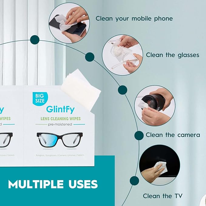 Lens Wipes for Eyeglasses,400 Count (Pre-moistened Indepently Packaged,Safe,Scratch Free, Suitable for Eyeglass,Sunglasses,Camera,Goggle,Phone,Tablet)