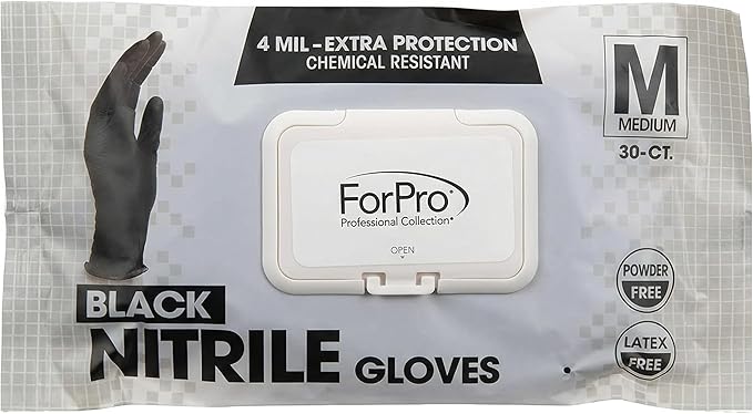ForPro Disposable Nitrile Gloves, Chemical Resistant, Powder-Free, Latex-Free, Non-Sterile, Food Safe, 4 Mil