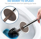 SetSail Toilet Brush, Compact Size Toilet Bowl Brush and Holder Toilet Brushes for Bathroom with Stainless Steel Handle Toilet Cleaner Brush with Durable Scrubbing Bristles, 2 Packs, Brown