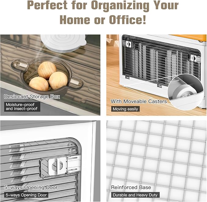 3 Pack Foldable Storage Bins, 26 Gal Collapsible Storage Bins with 5 Opening Ways, Folding Storage Boxes, Foldable Storage Cubes for Clothing, Books, White