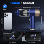 Car Vacuum Cleaner, 16000PA Mini Car Vacuum Cordless Powerful, 7 in 1 Portable Handheld Vacuum Cordless with LED Light, Dual Filters, One-Touch Empty for Pet Hair, Home, Office