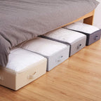 31.5"(85cm) Length Spacious Visible Lidded Under Bed Storage Bins for Shoes, Blankets, Toys Organization Containers, Wedding Dress Storage Box, Beige