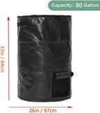 Large Compost Bin Bags,Garden Compost Bin Bags 80 Gallon(300L) Outdoor Collapsible Garden Yard Garbage Cans Leaf Bag (Black 2pcs)