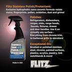 Flitz Stainless Steel Polish Protectant - 16oz Bottle, USA-Made Ceramic Coating for Stainless Steel Appliances, Repels Fingerprints & Water Spots - Aluminum & Chrome Polish & Protectant (6 Pack)