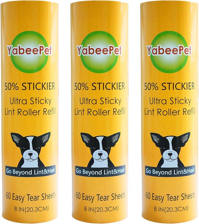 Large Surface Roller Refill for Scotch-Brite 50% Stickier Lint Roller, Works Great On Pet Hair (60 Sheets per Roll, 3 Pack Refills)