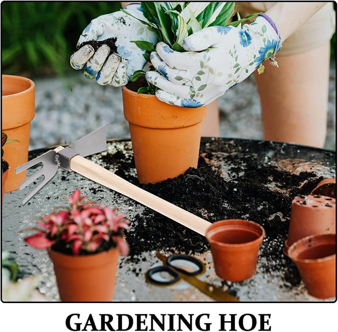 Hoe Hand Tools Garden Tool Dual Headed Hoe Hand Rake Mini Hoes Planting Gardening Hoe Hoe Garden Tool Garden Tools for Gardening Set Outdoor Iron Household Gadgets Hoes