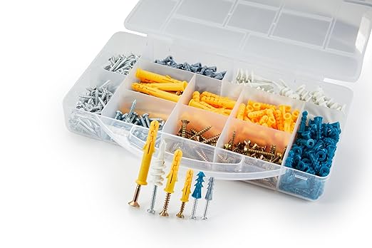 Dry Wall Anchor and Screw Combo Set 550 Pieces, 275 Plastic Wall Anchors and 275 Phillips Pan Head Screws, 5 Sizes Galvanized Screws and Wall Plug Bolts with Storage Case (550)