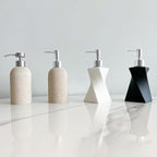 Lunestella Elegant Boho Beige Hand Soap Dispenser with Silver Pump, for Bathroom and Kitchen, Rust Proof, 7oz