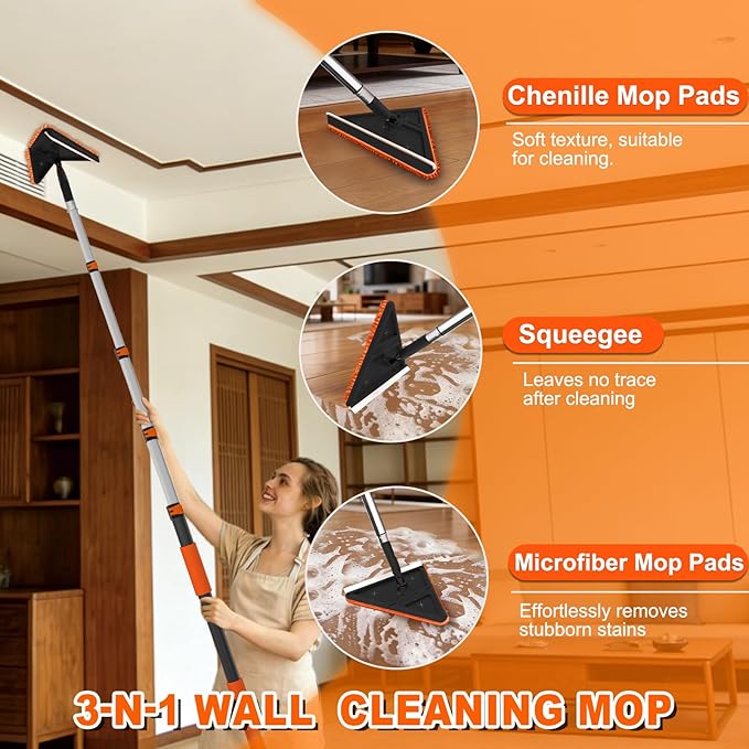 36FT Reach Duster Cleaner Kit, Dusters for Cleaning with Extension Pole, Baseboard & Wall and Window Cleaner Mop for Fan Blades, High Ceiling and Cobweb