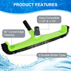 Sepetrel 20" Pool Vacuum Brush Head for Cleaning Pool Walls,Heavy Duty Inground/Above Ground Swimming Pool Scrub Brushes with Curved Ends