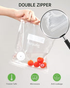 Syntus Vacuum Sealer Bags for Food, 30 Pcs Small Size 8" x 10" and Medium Size 10" x 13.8" Food Storage Bags for Sous Vide Cooking Microwave Heating, Air Valve Zipper Bags & Zip Clips