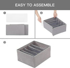 Qozary Pants Jeans Organizer for Closet, 4 Pack Drawer Organizers for Clothing, 5 Grids Wardrobe Clothes Storage for Deep Drawer, T-Shirts, Legging, Short