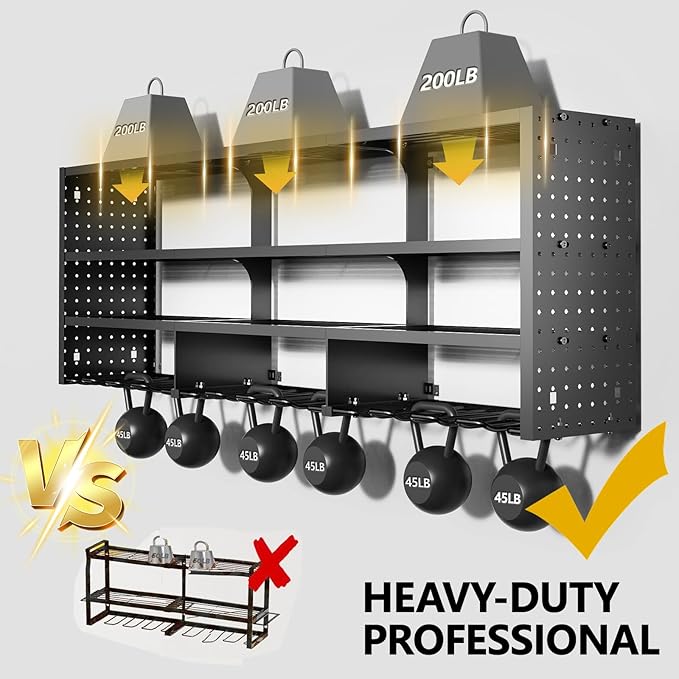 49" W Large Power Tool Organizer Wall Mount, 4 Layer Heavy Duty Metal Tool Storage Rack with 12 Drills Holder, Utility Racks for Garage Workshop, Ideal Garage Organization Gifts for Men