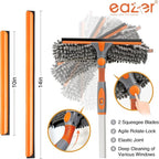 Eazer 89'' Squeegee Window Cleaner 2 in 1 Rotatable Window Cleaning Tool Kit with Extension Pole, Window Washing Equipment with Bendable Head for Indoor/Outdoor Window and Car Glass