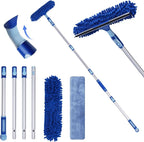 LOMIDA Professional Window Squeegee Kit - 62" Lightweight Aluminum Pole, 2 in 1 Rotatable Window Cleaning Tool Kit with Extension Pole Cleaning with Bendable Head for Car/Shower/High Windows