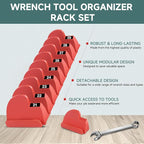 48PCS Magnetic Modular Wrench Organizer,Wrench Holders Organizers with Metric & SAE Label for Tool Drawer Storage -Red with Magnets