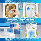 18 Pack Toilet Bowl Cleaner, 12pcs Blue Toilet Bowl Tablets + 6pcs Foam Bathroom Bleach Cleaners Tablets, 2:1 Automatic Toilet Bowl Cleaner For Deodorizing&Stain Removal(18pack,Blue)