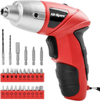 Hi-Spec Small Electric Screwdriver, Mini Drill Set, Rechargeable 3.6V Cordless Screwdriver with 26 Driver Bits, Power Tool for Small Projects & Home Use, Red