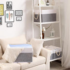 Yawinhe Foldable Storage Baskets for Shelves, Fabric Storage Cubes with Rope Handle, Closet Organizers for Clothes, 3-Pack, 14.96''Lx9.84''Wx8.26''H, White/Grey