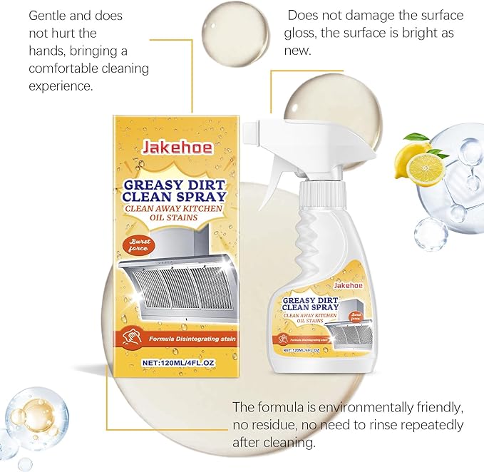 Greasy Dirt Clean Spray, Degreaser Cleaner Heavy Duty, Kitchen Cleaner, All Purpose Stain Removal Cleaners, Oven And Grill Cleaners Clean Up Kitchen Oil Stains(3, pc-120ml)