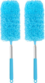 Mini Microfiber Duster for Cleaning, Hand Duster with Extension Pole, Washable Small Duster for Car Interior, Office, Furniture