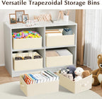 Storage Bins Cube Storage Organizer - 8 Pack Fabric Trapezoid Storage Cubes for Bins and Baskets for Shelves Collapsible Non-Separating Trapezoidal Flared Cube Organizer, Beige