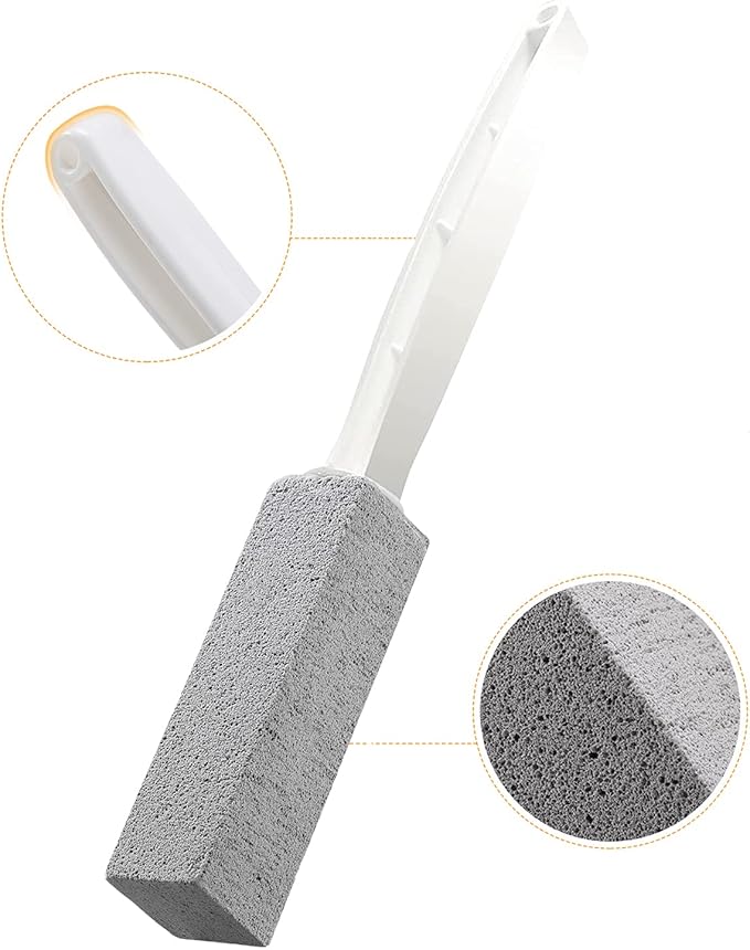 2 Pack Toilet Cleaner Hard Water Build up Remover with Ergonomic Handle, Toilet Bowl Stain Ring Remover, Pumice Cleaning Stone with Handle for Kitchen/Bathroom/Pool/Household Cleaning