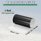 PATIKIL Awning Repair Tape 8m x 20cm Waterproof Canvas Tape High Adhesive Tear Repair Patch Kit for PVC Tarpaulin Tent Awning Fabric RV Sail Boat Cover, Black (7.87" x26.24ft)