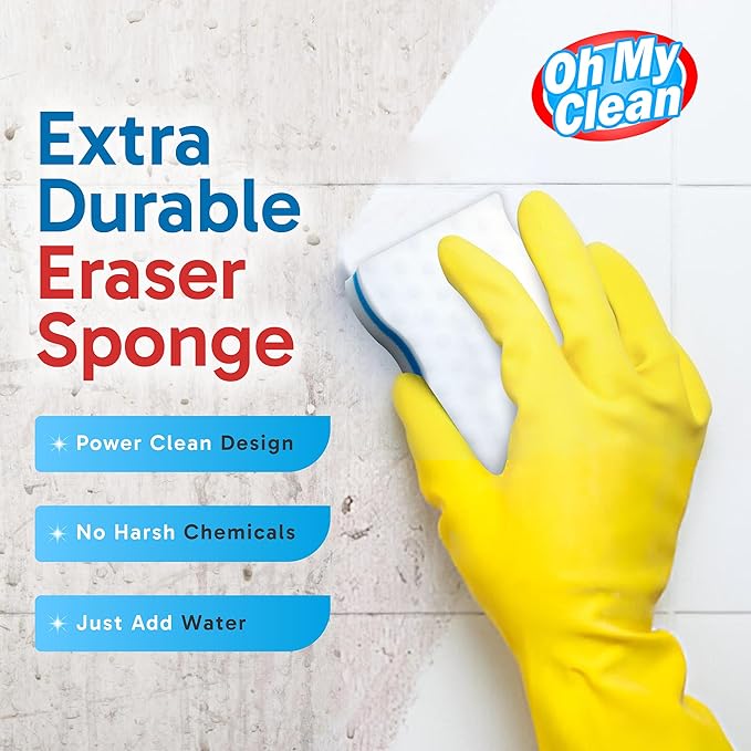 (25 Pack) Extra Durable Eraser Sponge – Extra Thick, Long Lasting Magic Melamine Cleaning Sponges in Bulk – Foam Pads for Walls, Kitchen, Bathroom, Floor & Baseboard Cleaner