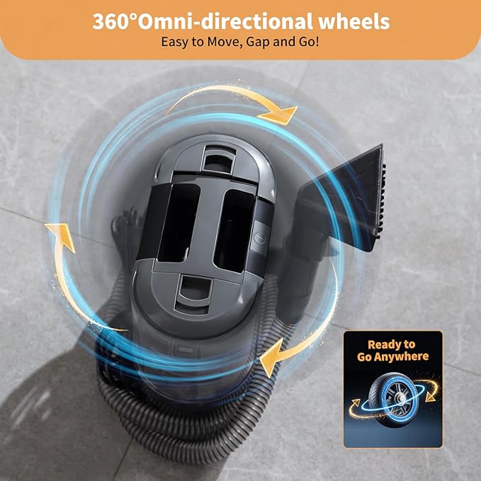 Miniboo Carpet Cleaner, Compact & Powerful Upholstery Cleaner Machine,Portable Spot with 360°Wheels, 1.3-inch Deep Stain Small Rug Cleaner for Car, Stairs, Couches