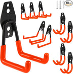 Steel Garage Hooks Wall Tool Organizer, 10 Pack Garage Storage Hook Heavy Duty Utility Storage Hangers Orange for Ladders, Ropes, Garden Tools