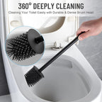 BVL Toilet Brush and Holder Black Toilet Bowl Brush for Ceaning with Stainless Steel Handle Wall Mounted