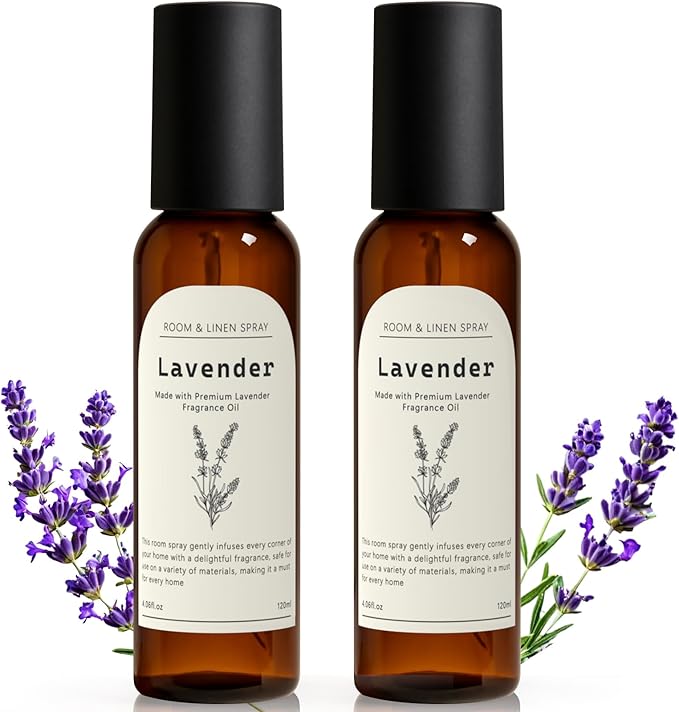 Linen and Room Spray, Lavender Room Fragrance Spray, Air Freshener Spray, Air Fresheners for Home, Bathroom, Bedding, Each 4.06 fl oz (2 Pack)