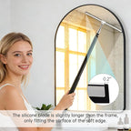 Squeegee for Shower Glass,Shower Squeegee for Glass Doors,Telescopic Window Squeegee for High Windows,Includes Towel Sleeves,Replacement Silicone Blade&Hooks,2 in 1 Queegee for Window Cleaning Kit