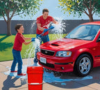 House Naturals 4 Gallon Square Food Grade Bucket Pail with Plastic Handles and Lid (Pack of 3) Made in USA containers (Red - Black lids)