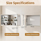 BEAUTYPEAK Bathroom Medicine Cabinet Mirror with Storage, 36 Inch x 26 Inch Silver Medicine Cabinet with Double Door & Adjustable Shelves for Vanity, Tempered, Aluminum Surface, Wall-mount or Recessed